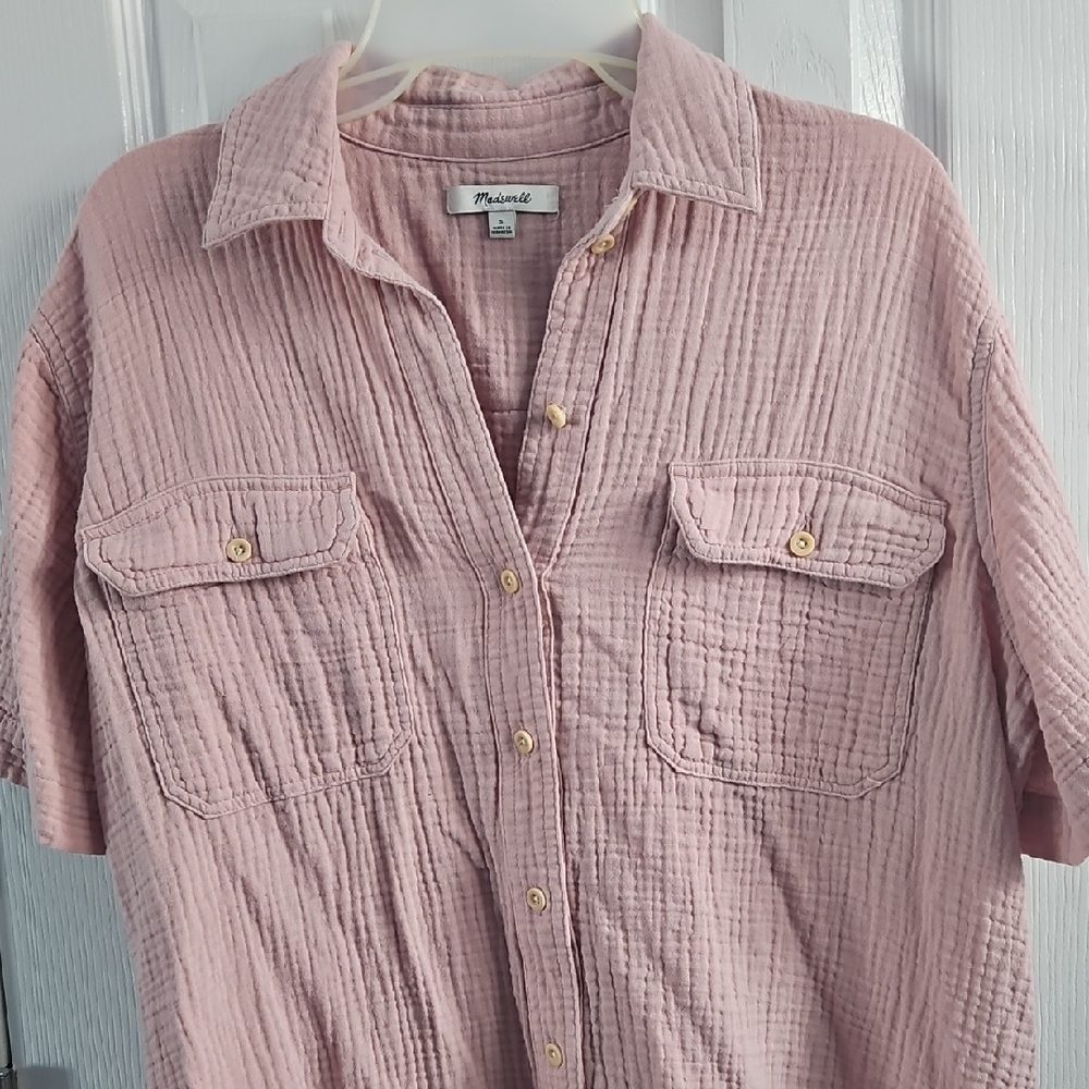 Madewell Gauze Shirt Button Down Color Pink Size Small - Picture 1 of 6
